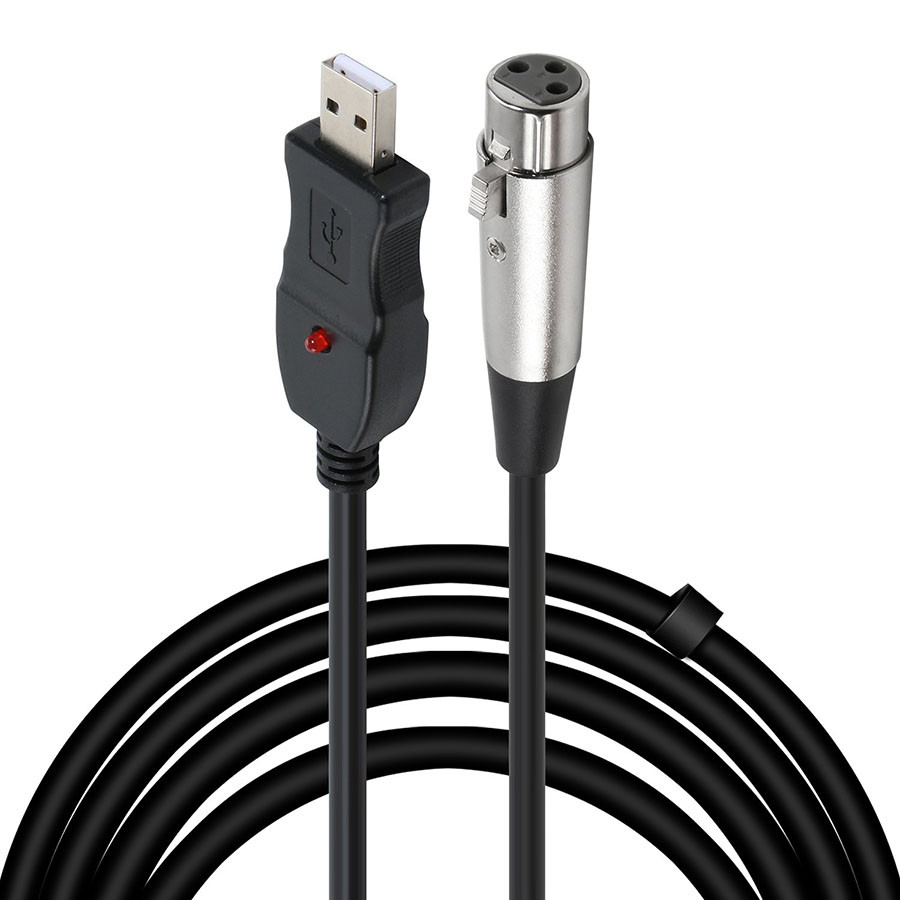 Цифровой кабель USB2.0 - XLR для микрофона с звуковой картой, 3 метра, черный 555947