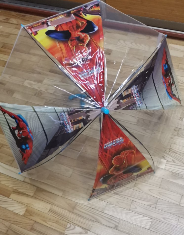 Детский прозрачный зонт трость Spider-Man "человек паук " со свистком - фото 2 - id-p153929063