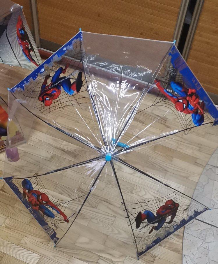 Детский прозрачный зонт трость Spider-Man "человек паук " со свистком - фото 1 - id-p153929063