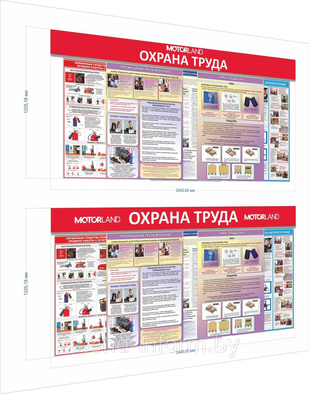 Шторная система по охране труда р-р 240*100 см на 10 штор на ПЛАСТИКЕ р-р 70*100 см
