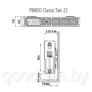 Радиатор стальной PRADO classic боковое 22х300х500 - фото 2 - id-p153967302