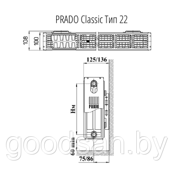 Радиатор стальной PRADO classic боковое 22х300х1200 - фото 2 - id-p153967311