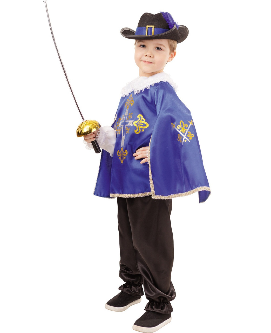 Детский карнавальный костюм Мушкетер синий Пуговка 2031 к-18