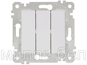 Выключатель 3-клав. (скрытый, без рамки, пруж. зажим) белый, RITA, MUTLUSAN (10 A, 250 V, IP 20)