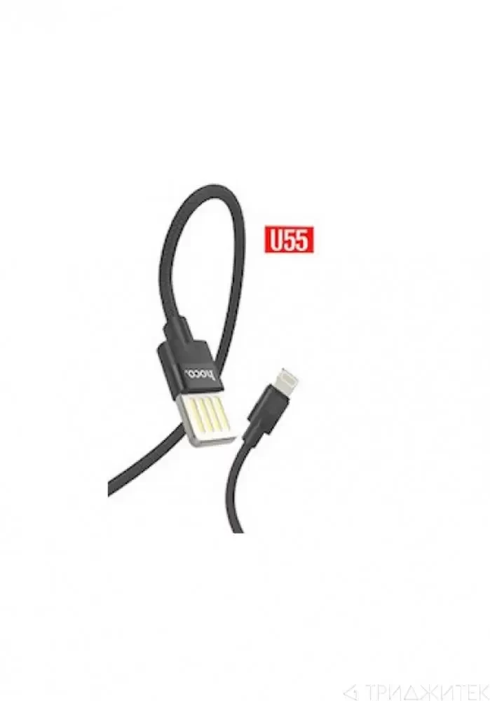Кабель USB Lightning (iPhone) Hoco U55, оплетка нейлон, черный