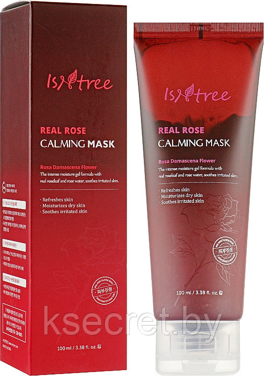 Маска для лица успокаивающая ISNTREE REAL ROSE CALMING MASK 100мл, - фото 1 - id-p153979873