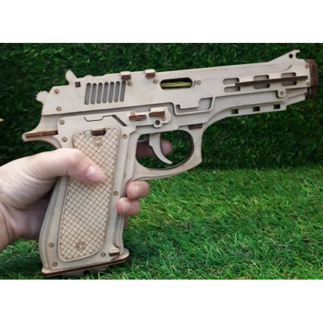 Игрушка пистолет резинкострел деревянный - фото 4 - id-p154026776