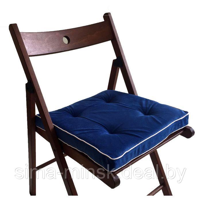 Подушка на стул 38х38 см, h 5 см, цвет васильковый, велюр, поролон, кант - фото 1 - id-p154041201