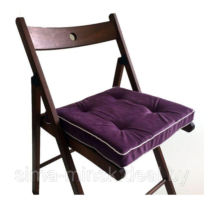 Подушка на стул 38х38 см, h 5 см, цвет сиреневый, велюр, поролон, кант - фото 1 - id-p154041202