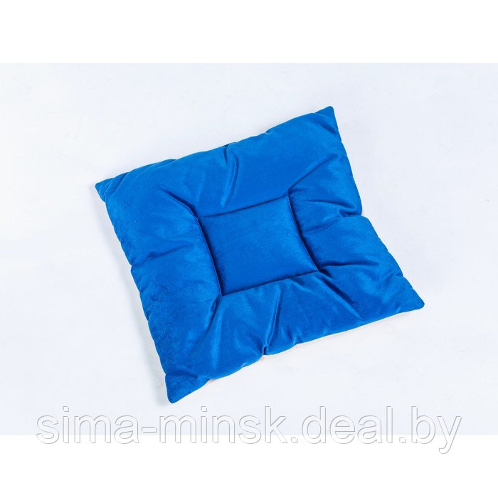 Подушка на стул квадратная 45х45см, высота 5см, велюр синий, серый, синтет. волокно - фото 1 - id-p154041216