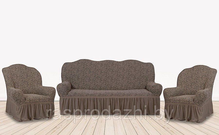 Чехол для мягкой мебели 3-х местный диван + 2 кресла Жаккард