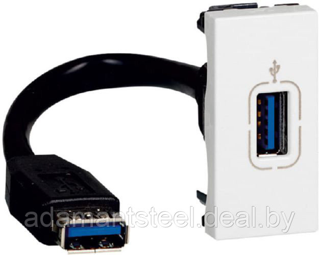 Mosaic - Розетка USB 3.0 для передачи данных, оборудована шнуром,1М (белый) - фото 1 - id-p138605660