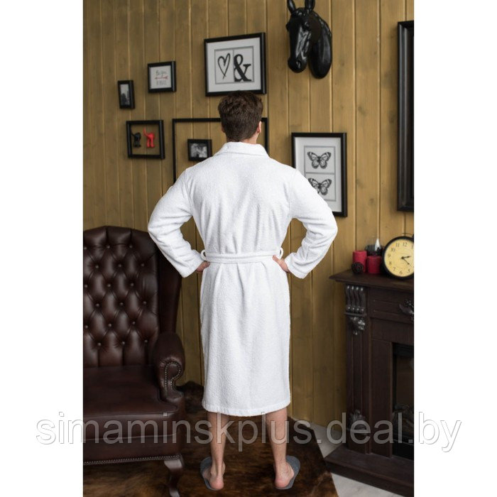 Халат мужской, шалька, размер 50, цвет белый, махра - фото 2 - id-p154100598