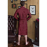 Халат мужской, шалька, размер 54, цвет бордовый, махра, фото 2