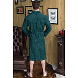 Халат мужской, шалька+кант, размер 52, цвет зелёный, махра, фото 2