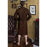 Халат мужской, шалька, размер 52, цвет шоколадный, махра, фото 2