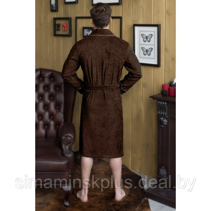 Халат мужской, шалька, размер 52, цвет шоколадный, махра - фото 2 - id-p154100616