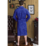 Халат мужской, шалька+кант, размер 54, цвет синий, махра, фото 2