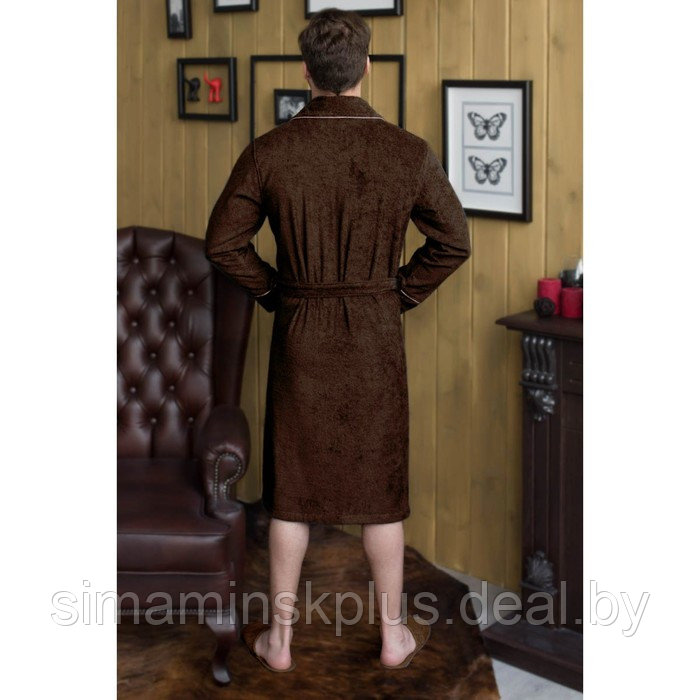 Халат мужской, шалька, размер 50, шоколадный, махра - фото 2 - id-p154100644