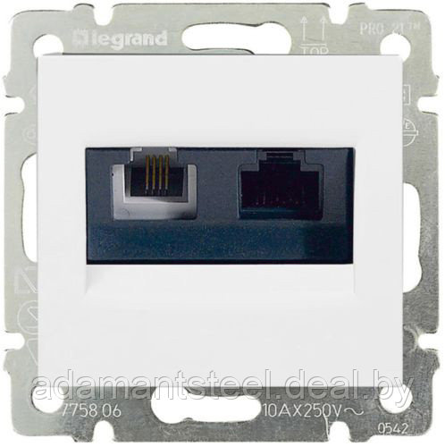 Valena - Розетка двойная RJ-45 UTP CAT6E+RJ11 белая (инд. упаковка) - фото 1 - id-p138607403