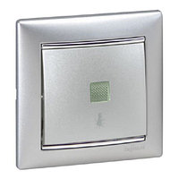 Valena - Кнопка с подсветкой и пиктограммой лампы алюминий