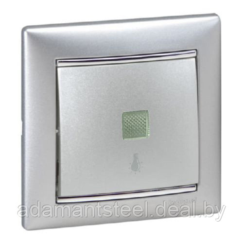 Valena - Кнопка с подсветкой и пиктограммой лампы алюминий - фото 1 - id-p138608499