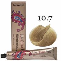 Крем-краска для волос LIFE COLOR PLUS 10.7 очень светлый блондин коричневый кашемир 100мл (Farmavita)