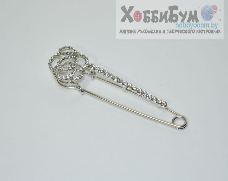 Брошь-булавка со стразами 8 см
