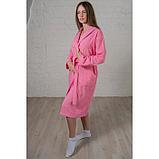 Халат женский шалька+кант, размер 50, розовый, махра, фото 3