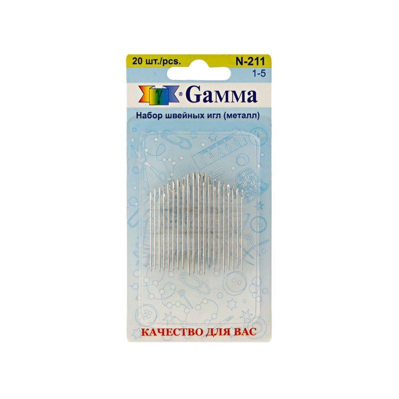 Набор игл для шитья, ручные №1-5, 20 шт. "Gamma" N-211