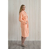 Халат женский, шалька, размер 64, цвет персиковый, махра, фото 2