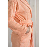 Халат женский, шалька, размер 64, цвет персиковый, махра, фото 3