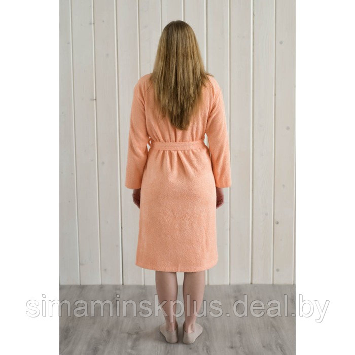 Халат женский, шалька, размер 64, цвет персиковый, махра - фото 4 - id-p154101045