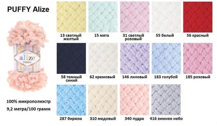 Ализе пуффи таблица размеров