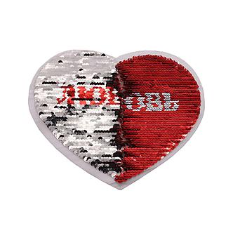 4699334 Термоаппликация с пайетками любовь двусторонняя 21,5*18см красный/серебряный, 1шт., фото 2