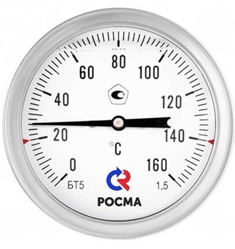 Термометр биметаллический БТ-51.220(0-120С) G1/2.250.1,5 под ГЗ осевой d=100мм корозионност