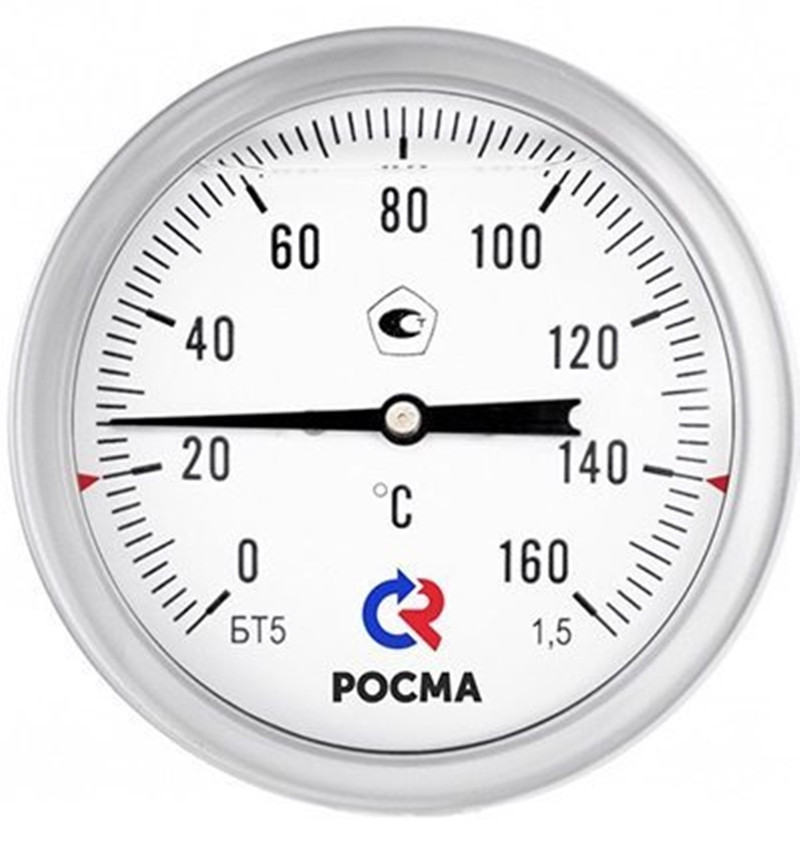 Термометр биметаллический БТ-51.220(0-200С) G1/2.300.1,5 под ГЗ осевой d=100мм корозионност - фото 2 - id-p147430383