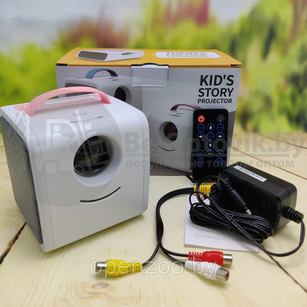Детский проектор Kids Story Projector Q2 Белый с розовой ручкой - фото 6 - id-p92409479