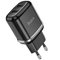 Зарядное устройство сетевое - блок питания HOCO N4, 2.4A, 2 USB, черный 555876