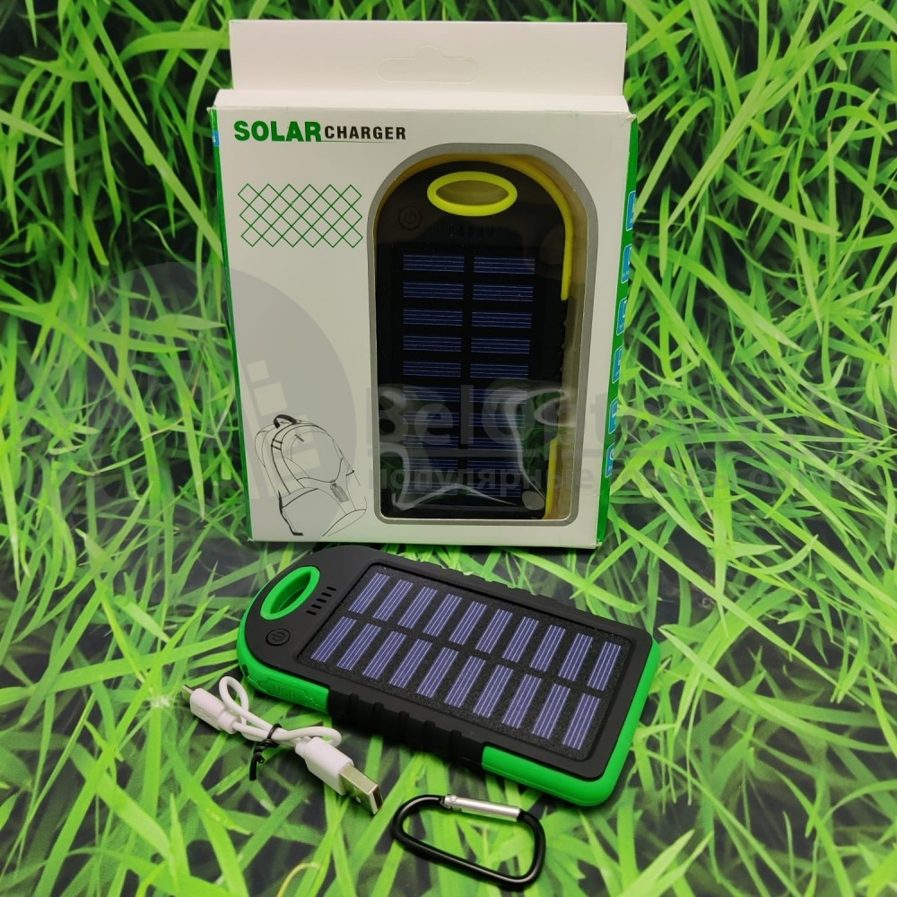 Внешний аккумулятор на солнечных батареях Solar Сharger 5000mAh Синий - фото 5 - id-p100726731