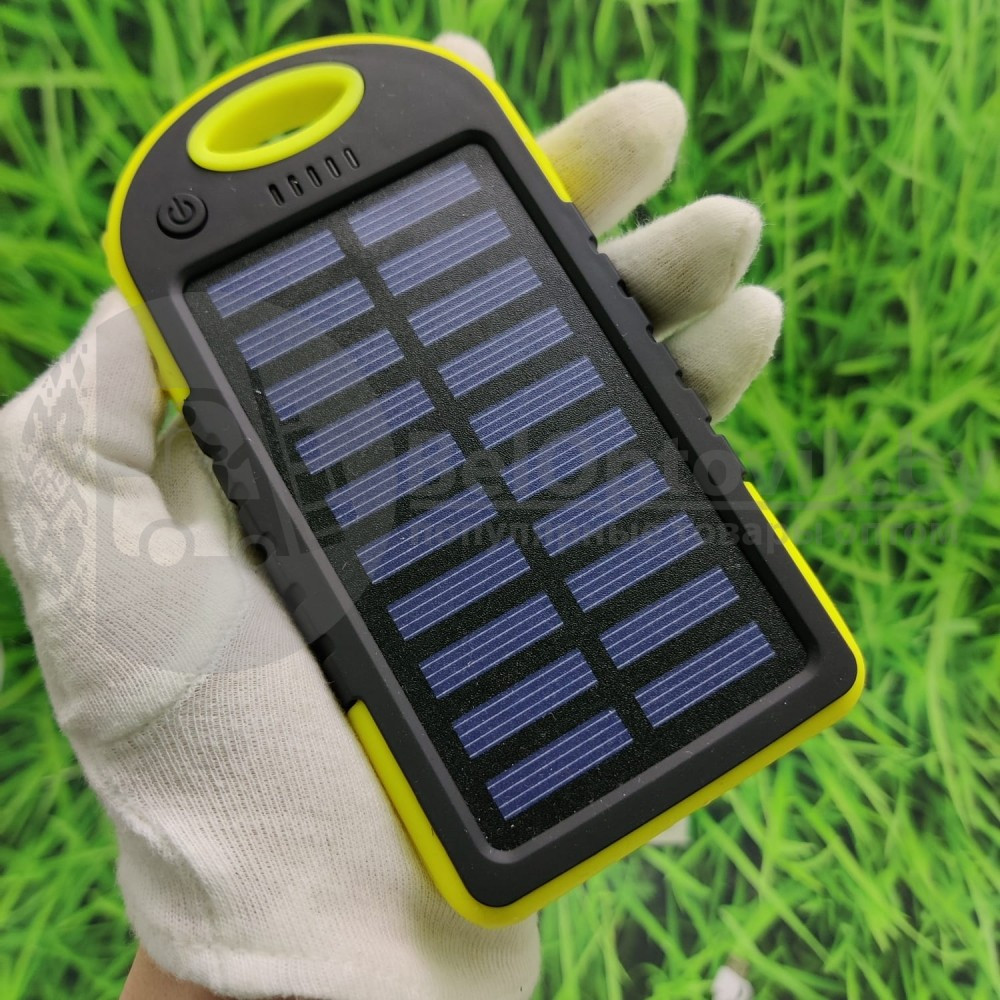 Внешний аккумулятор на солнечных батареях Solar Сharger 5000mAh Синий - фото 6 - id-p100726731