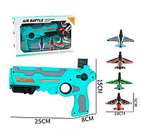 Детский пистолет катапульта Air Battle игрушечный арбалет с летающими самолетами, для игры детей малышей