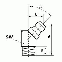 Коническая пресс-масленка угловая 45°  3/8" WHIT арт. 15164