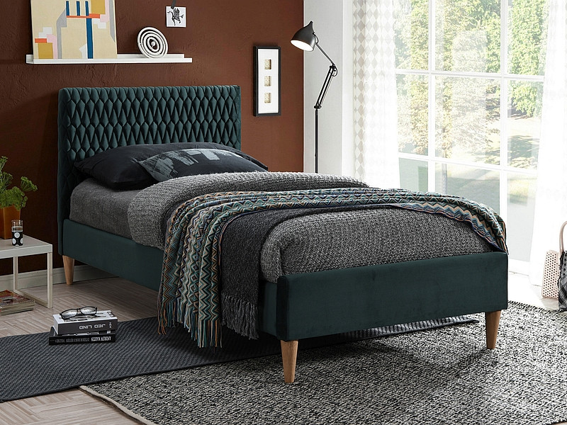 Кровать Signal AZURRO VELVET BLUVEL 78 (зеленый/дуб) 90/200