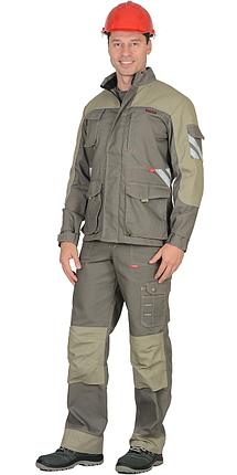 Костюм СИРИУС-ВЕСТ-ВОРК куртка дл, п/к т.оливковый со св.оливковым пл. 275 г/кв.м, фото 2