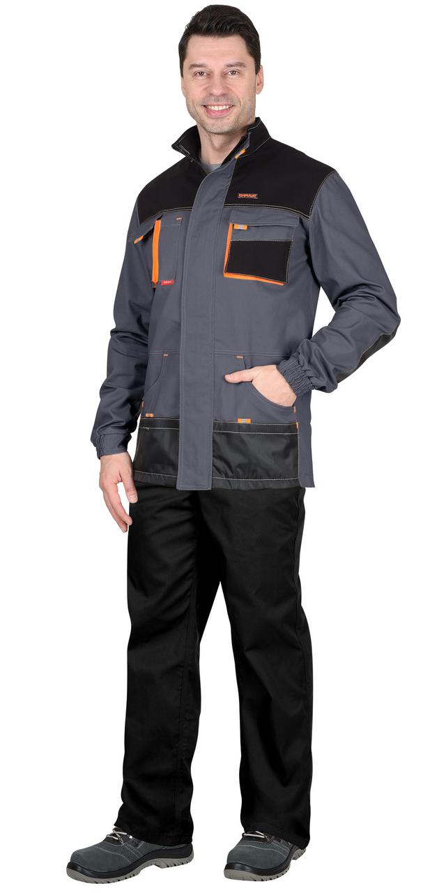 Куртка СИРИУС-МАНХЕТТЕН т.серый с оранж. и черным тк. стрейч пл. 250 г/кв.м - фото 1 - id-p127415746