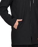 Куртка "СИРИУС-Азов" удл. с капюшоном черный софтшелл пл 350 г/кв.м, фото 2