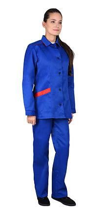 Костюм "ЗОЛУШКА" женский: куртка, брюки васильковый с красным кантом, фото 2
