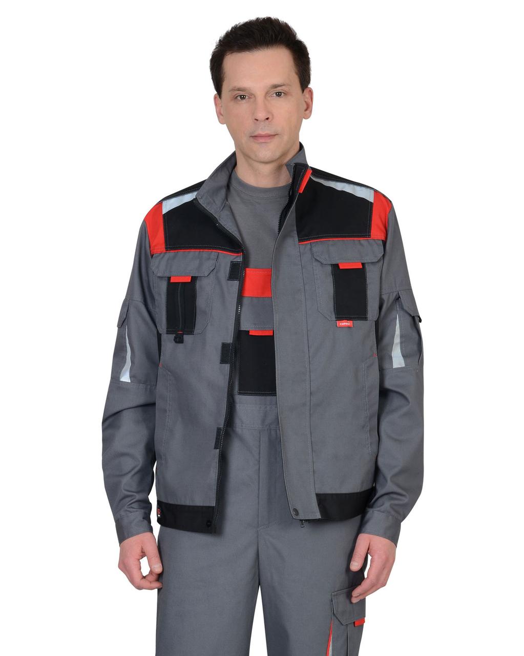 Куртка СИРИУС-СТАН ср-серая с черной и красной отделкой - фото 9 - id-p127416247