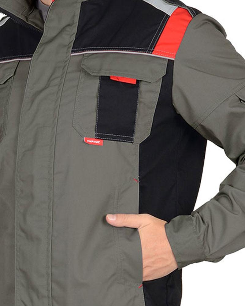 Куртка СИРИУС-СТАН оливковая с черным и красным - фото 4 - id-p127417257